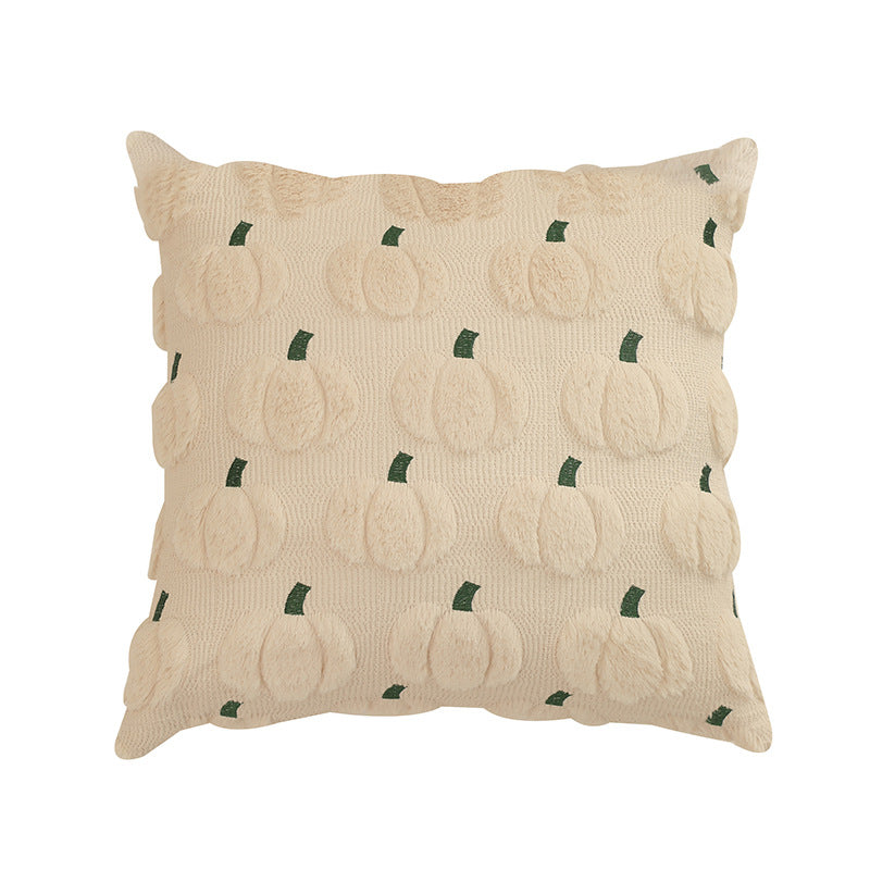 Wholesale Thanksgiving Autumn Plush Quilted Embroidered Pumpkin Orange Pillow Cushion Cover